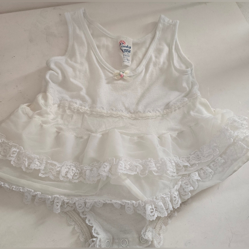 VTG Candy Kane by Imerman lil girl petticoat slip with button up size 24 mos.